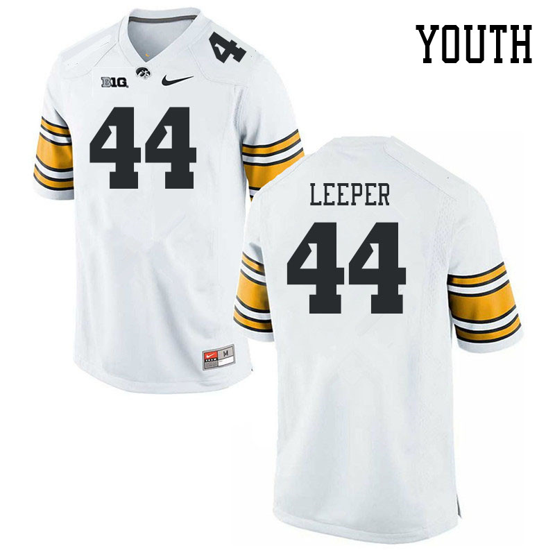 Youth #44 Grant Leeper Iowa Hawkeyes College Football Jerseys Stitched Sale-White